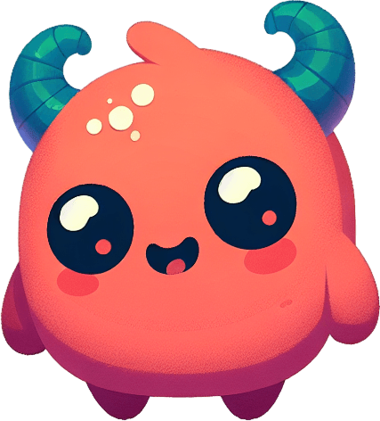 Make a little cute monster.
Single Game Texture.  In-Game asset.  2d.  Blank background.  High contrast.  No shadows