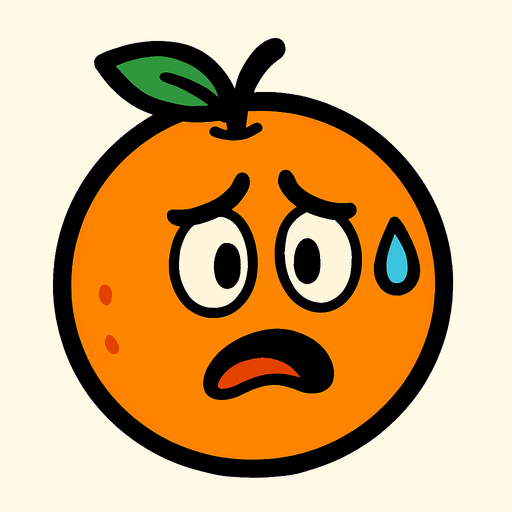 Naranja cute preocupada.
In-Game asset.  2d.  High contrast.  No shadows