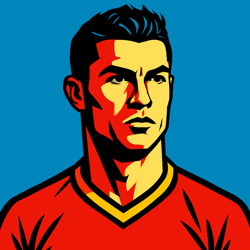 Cristiano Ronaldo.
In-Game asset.  2d.  High contrast.  No shadows