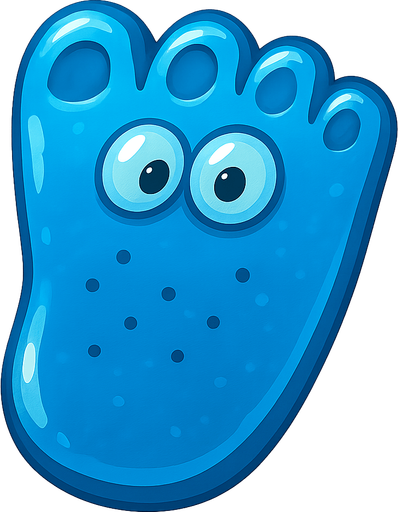 blue foot candy looks funny and shiny. No background. Transparent background. Blank background. No shadows. 2d. In-Game asset. flat