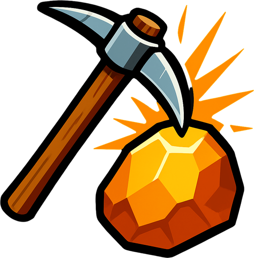 Kazma cevheri kazma hareketli resmi..
In-Game asset.  2d.  High contrast.  No shadows