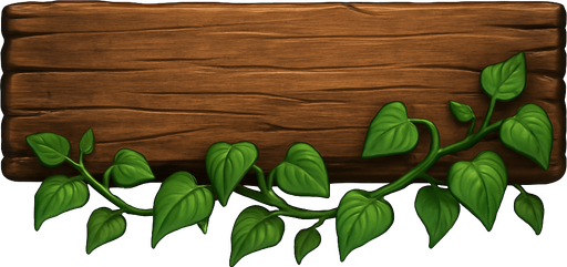 400 x 60 şeklinde gerçekçi bir tahta aşağı doğruda hafif sarmaşıkları olsun.
In-Game asset.  2d.  High contrast.  No shadows