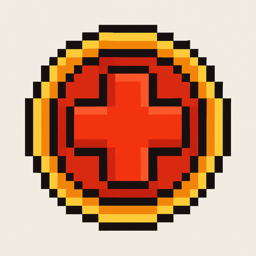 pixel art circle health button.
In-Game asset.  2d.  High contrast.  No shadows