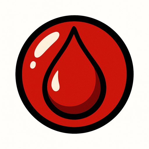 A round drop of blood.
In-Game asset.  2d.  High contrast.  No shadows