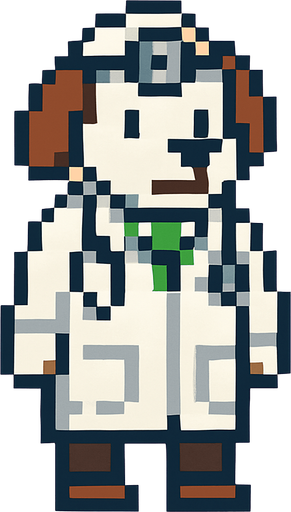 Palugue doctors full body pixel art.
In-Game asset.  2d.  High contrast.  No shadows