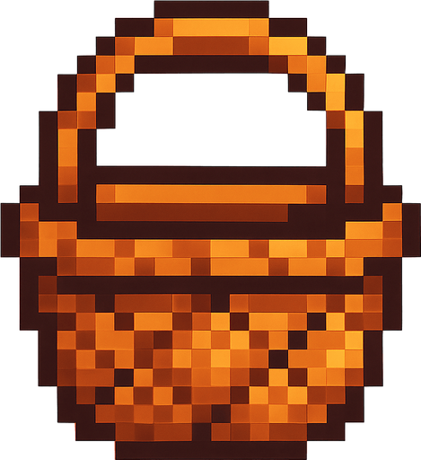 a pixel art of a basket.
In-Game asset.  2d.  High contrast.  No shadows