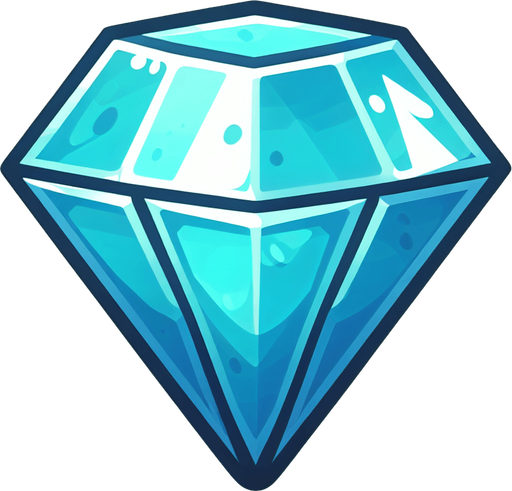 Алмаз, мультяшный.
Single Game Texture.  In-Game asset.  2d.  Blank background.  High contrast.  No shadows