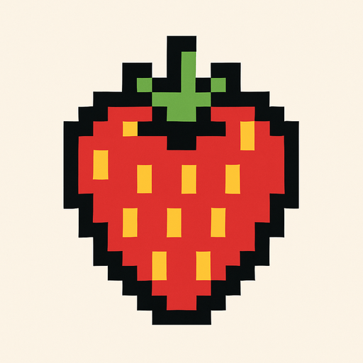 8 bit Straw berry.
In-Game asset.  2d.  High contrast.  No shadows