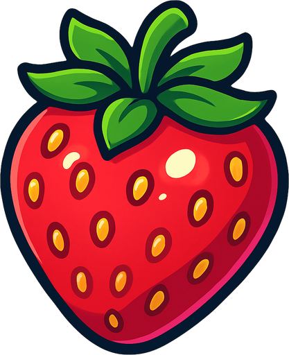 Shiney strawberry vector.
In-Game asset.  2d.  High contrast.  No shadows