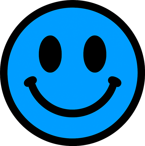 Blue smiley ball.
In-Game asset.  2d.  High contrast.  No shadows