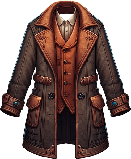 granddads coat.
Single Game Texture.  In-Game asset.  2d.  Blank background.  High contrast.  No shadows
