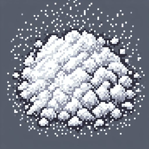 snow powder in the sky, pixel Single Game Texture. In-Game asset. 2d. Blank background. High contrast. No shadows.