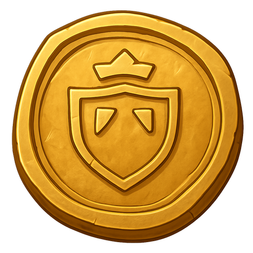 medieval basic shiny gold coin. No background. Transparent background. Blank background. No shadows. 2d. In-Game asset. flat