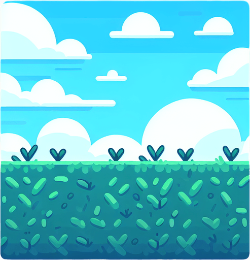 задний фон. небо голубое внизу картинки кусты.
Single Game Texture. In-Game asset. 2d. Blank background. High contrast. No shadows.