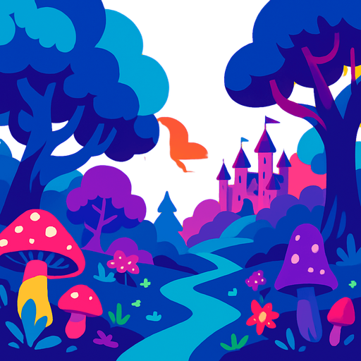 Fond d'écran monde féerique.
In-Game asset.  2d.  High contrast.  No shadows