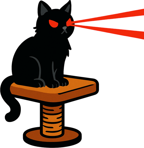 "Laser Cat Perch": A cat with laser eyes that "targets" and zaps high-priority enemies with precision. (Internet loves cats)..
In-Game asset.  2d.  High contrast.  No shadows