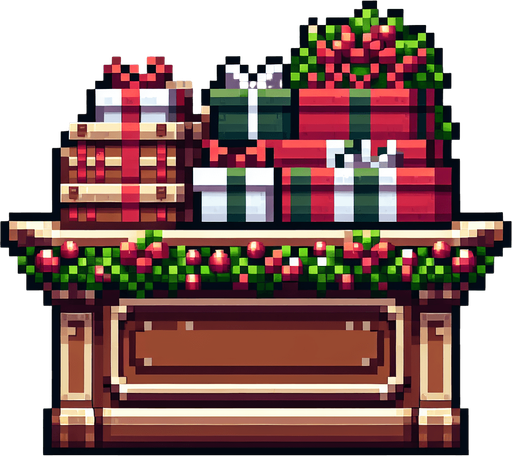 pixel art of a christmas present counter. Single Game Texture. In-Game asset. 2d. Blank background. High contrast. No shadows.