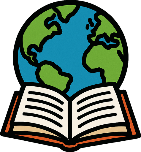 Planeta tierra con un libro.
In-Game asset.  2d.  High contrast.  No shadows