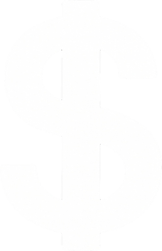 sadece beyaz rengte olan basit dolar simgesi.
In-Game asset.  2d.  High contrast.  No shadows