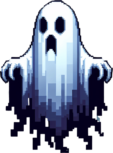 spooky ghost.
Single Game Texture. In-Game asset. 2d. Blank background. High contrast. No shadows.