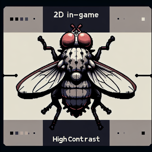 fly.
Single Game Texture.  In-Game asset.  2d.  Blank background.  High contrast.  No shadows