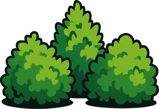 arbustos grandes.
In-Game asset.  2d.  High contrast.  No shadows