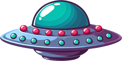 Ufo (летающая тарелка). Мультяшная.
Single Game Texture.  In-Game asset.  2d.  Blank background.  High contrast.  No shadows