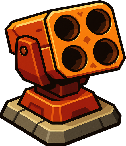 Rocket launcher turret.
In-Game asset.  2d.  High contrast.  No shadows