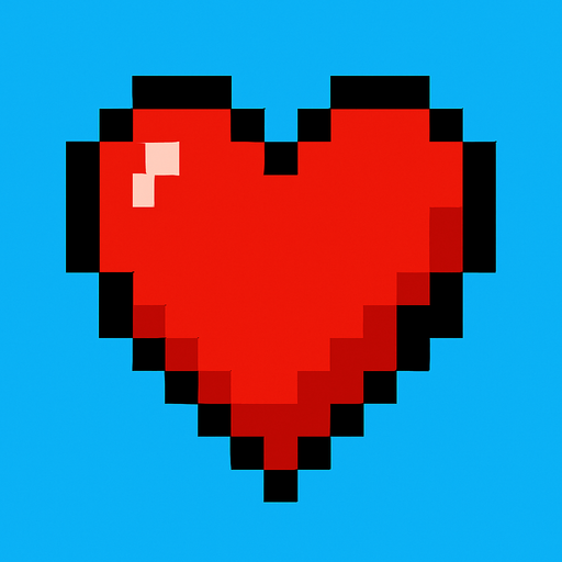 red heart 8-bit mario.
In-Game asset.  2d.  High contrast.  No shadows