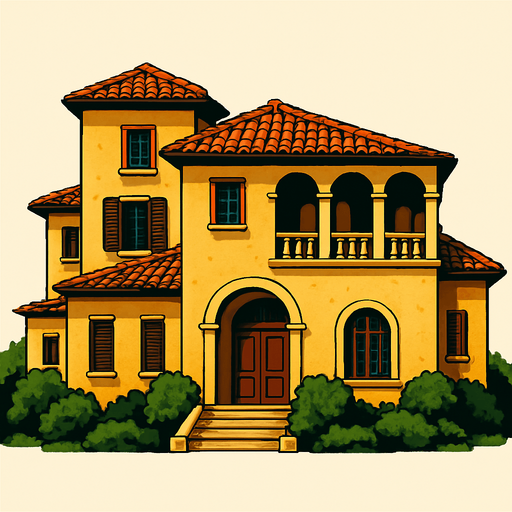 realistic villa.
In-Game asset.  2d.  High contrast.  No shadows