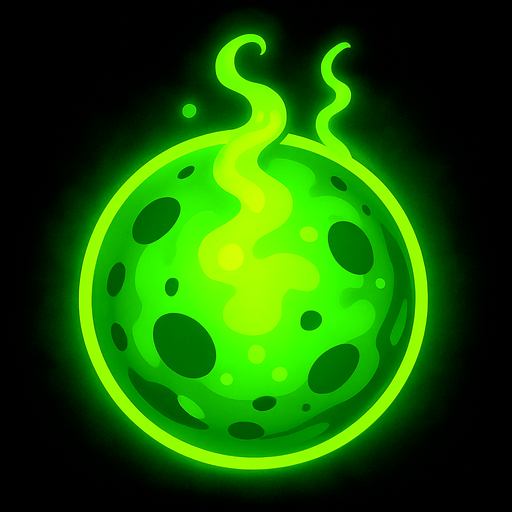 Glowing bright green Poison ball.
In-Game asset.  2d.  High contrast.  No shadows