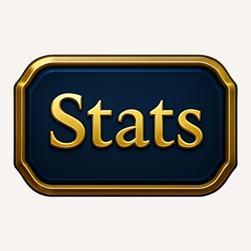 Crea un asset visual para un botón de interfaz de usuario que diga 'Stats' en ingles.

Objetivo: Proporcionar un botón claro y atractivo para acceder a las estadísticas del jugador.

Diseño:

Forma: Un botón con bordes suaves o ligeramente redondeados, o una forma que sugiera una plaqueta o emblema de lujo.

Texto: La palabra 'Estadísticas' en una tipografía elegante, clara y legible. El texto debe ser prominente y centrado en el botón.

Color Base: Un fondo que sea consistente con la interfaz de tu casino, como un azul profundo, púrpura oscuro, negro carbón o un color metálico bruñido.

Color del Texto/Borde: Dorado brillante, plateado pulido o bronce con un acabado metálico y reflejos sutiles..
In-Game asset.  2d.  High contrast.  No shadows