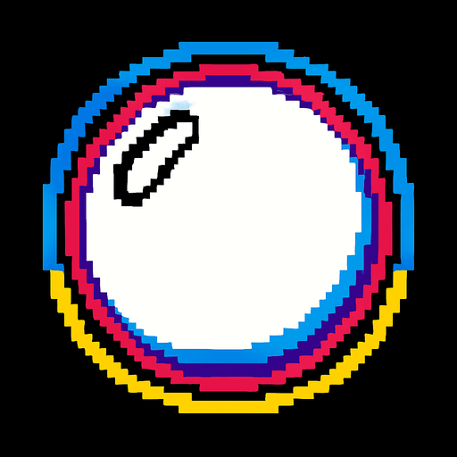 A white bubble. 80s arcade machine graphics..
In-Game asset.  2d.  High contrast.  No shadows