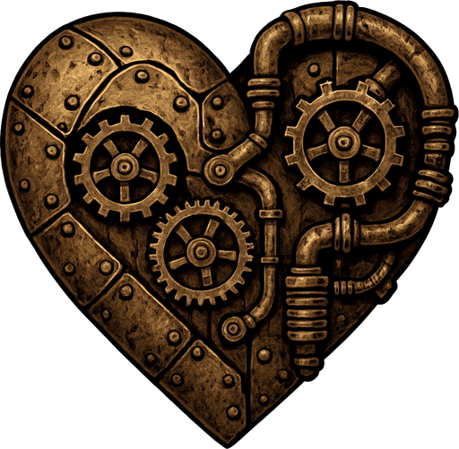 haz un corazon con aspecto steampunk metalico desgastado.
In-Game asset.  2d.  High contrast.  No shadows