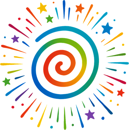 Havai fişek döngü spiral renkli.
In-Game asset.  2d.  High contrast.  No shadows