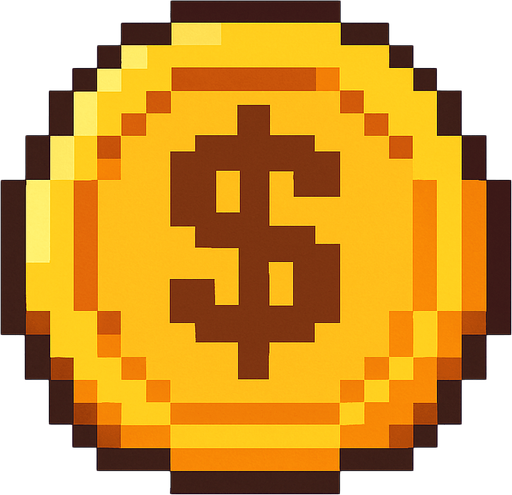 Gold money 2d pixelart.
In-Game asset.  2d.  High contrast.  No shadows