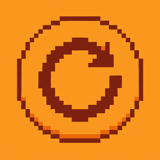 pixelart roling arrow button orange color.
In-Game asset.  2d.  High contrast.  No shadows