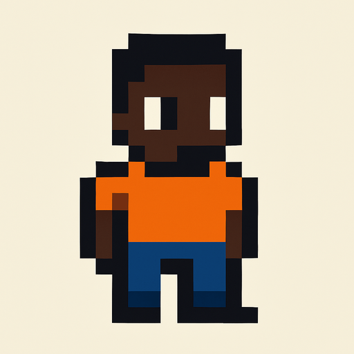 black person pixel art.
In-Game asset.  High contrast.  No shadows
