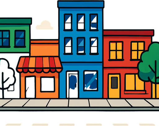 Cadde arka planı.
In-Game asset.  2d.  High contrast.  No shadows