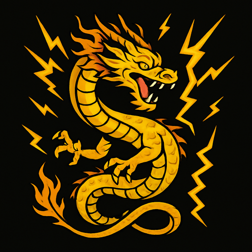 Dragon jaune du tonnerre et du vide.
In-Game asset.  2d.  High contrast.  No shadows