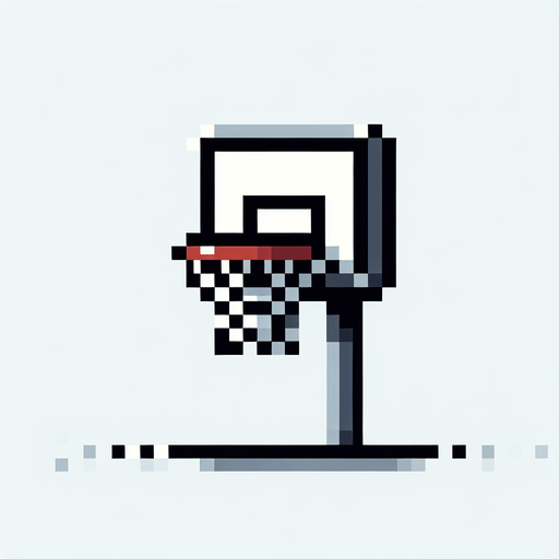 pixel art, an basketball hoop seen from the side..
Blank background. High contrast. No shadows.