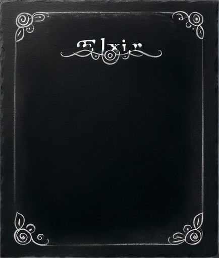 The Word "ELIXIR" in white chalk