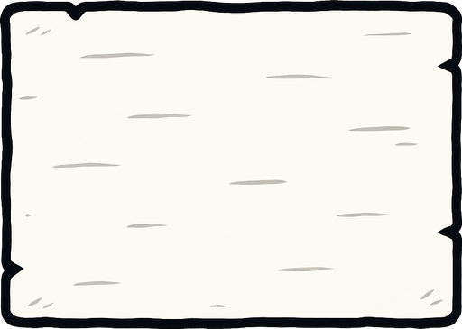 horizontal papel blanco.
In-Game asset.  2d.  High contrast.  No shadows