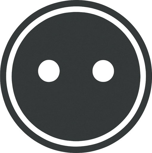 A dark gray circle with a white outline with 2 white dots as eyes.
In-Game asset.  2d.  High contrast.  No shadows