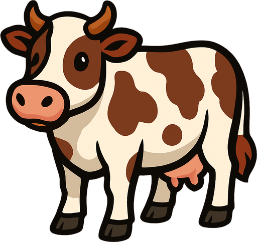 Cow.
In-Game asset.  2d.  High contrast.  No shadows