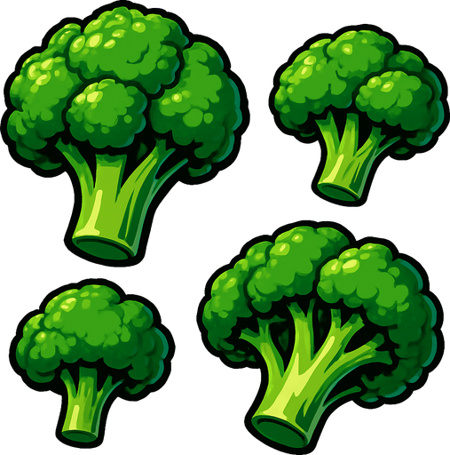Pack of different broccoli.
In-Game asset.  High contrast.  No shadows. 3D