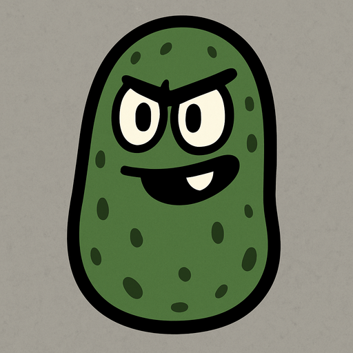 2d pickle like brotato character with no legs and no arms.
In-Game asset.  2d.  High contrast. brotato