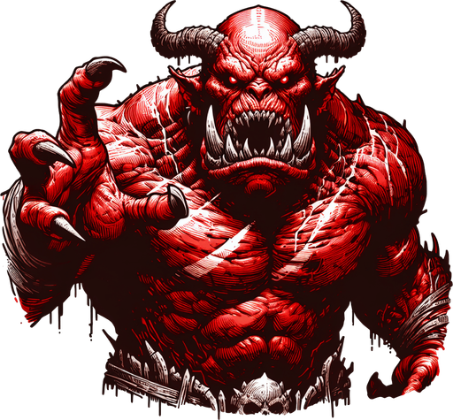 red orc scarry taunt put hands up

Single Game Texture.  In-Game asset.  2d.  Blank background.  High contrast.  No shadows