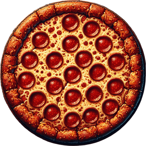 a pepperoni pizza.
In-Game asset. 2d. Blank background. High contrast.