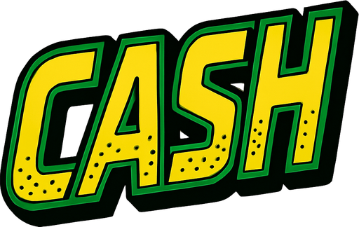Display icon that says cash sci fi comic style font.
In-Game asset.  2d.  High contrast.  No shadows